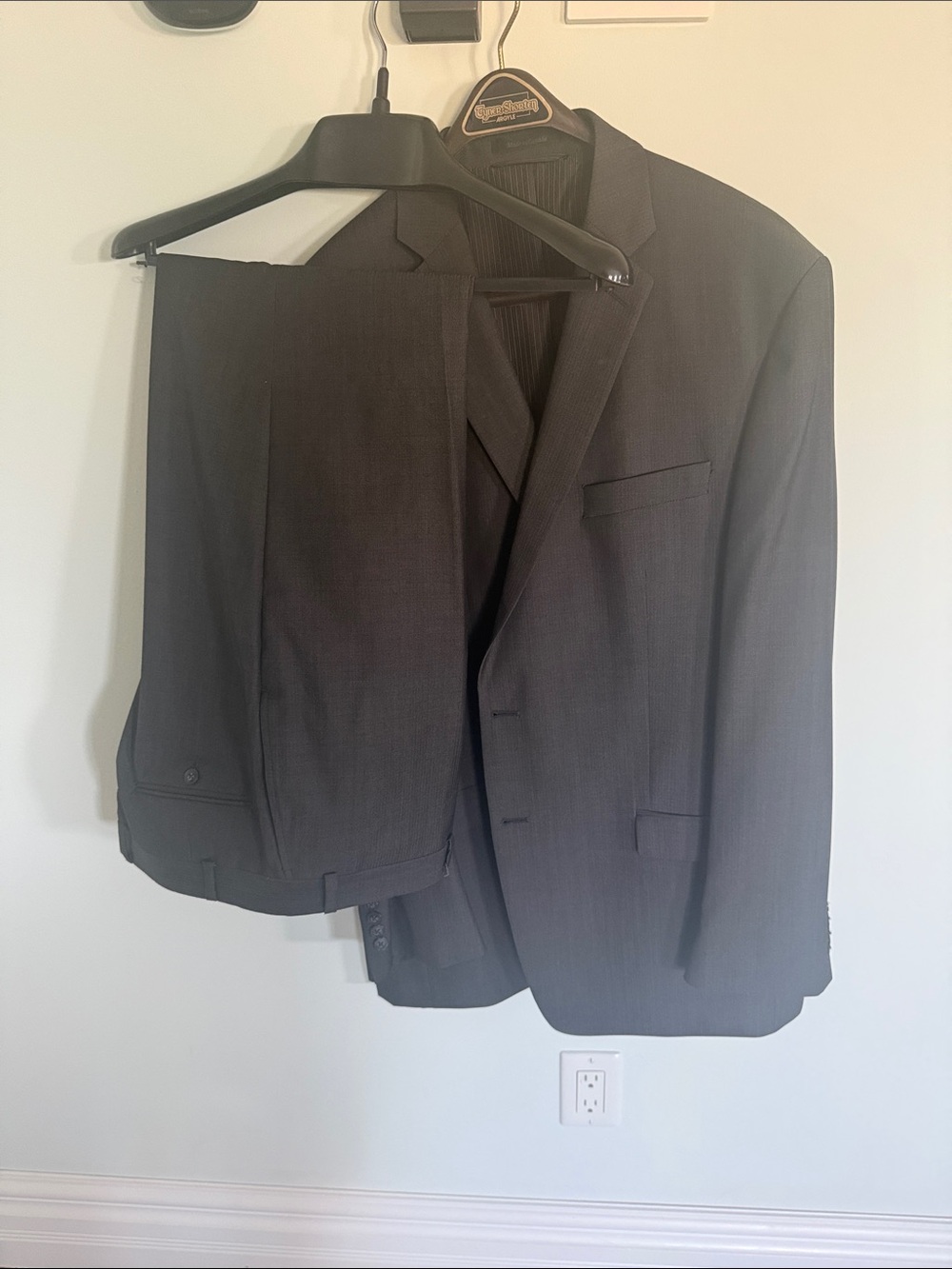 Calvin Klein Dark Gray Two-Piece Pinstripe Suit